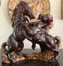 Mid Century Retro Pottery Playing Horses Sculpture - £192.83 GBP