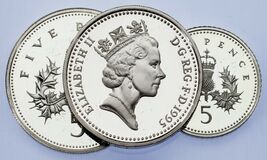 Großbritannien Silber Beweis 3-Coin Menge 1990 5 Pence (Beide Arten) &amp; 9... - €69,67 EUR