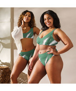New Women&#39;s XS - 3XL High-Waisted Bikini Set Sage Green White Removable ... - £30.61 GBP