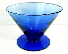 Blue Cobalt Pedestal Style Bowl France 5.5&quot; x 7.5&quot; Glass - $16.99
