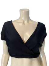 Old Navy Activewear Knit Crop Top Wrap Front Cap Sleeve Black XL - €16,27 EUR