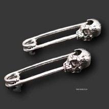 Skull Head Pendant Safety Pin Ornaments Charms Crafts DIY Skulls Punk 3 Pack! - £16.28 GBP