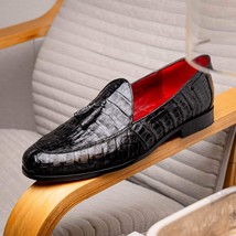 Bianchi Genuine caiman Crocodile Dress Loafers Black image 10