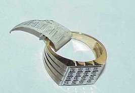 10K Men&#39;s 16 Diamond Ring 2 Tone Gold Florentine Finish Size 10 New w/ Tag .08ct - £474.80 GBP