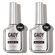 GAOY 16ml 2 Pcs Glassy Gel Top Coat and Base Coat Set No Wipe Foundation  - $295.74 MXN