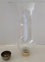 Vintage Clear Glass Hurricane Chimney Shade Brass Fitter Candle Lamp - $18.81
