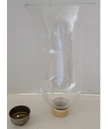 Vintage Clear Glass Hurricane Chimney Shade Brass Fitter Candle Lamp - $26.36 CAD