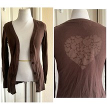 Vintage ROXY Long Cardigan Sweater Womens Large Brown - $13.85