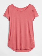 New GAP Women Orange Short Sleeve Round Neck Curved Hem Jersey T-shirt XS S - £11.93 GBP