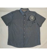 Mr Big Short Sleeve Shirt Mens 6XL Cali Surfer Blue Stripe Cotton Button Up - $16.30