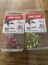 2 New Packs, 20 Eagle Claw Ballhead Fishing Jigs 1/32 Oz 2 Colors New - £14.26 GBP