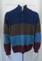 Retreat Long Sleeve Men&#39;s Color Block Mock 1/4 Button Up Cotton Sweater ... - €6,92 EUR
