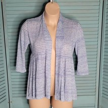 Shannon Ford New York Open Front Cardigan Top ~ Sz PL ~ Blue ~ 3/4 Sleeve - £13.66 GBP