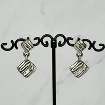 Chico's Square Silver Tone Dangle Post Earrings Pierced Pair - £5.44 GBP