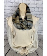 V Fraas Cashmere Gray Beige Black White Cashmere Infinity Scarf - $18.81