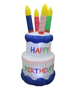 6 FOOT TALL INFLATABLE HAPPY BIRTHDAY CAKE CANDLES PARTY OUTDOOR LAWN DE... - £46.89 GBP