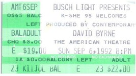Vintage David Byrne Ticket Stub Septembre 6 1992 St.Louis Missouri - £35.50 GBP