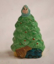 Classic Style Bisque Christmas Tree Figurine Shadow Box Shelf Decor - $8.90