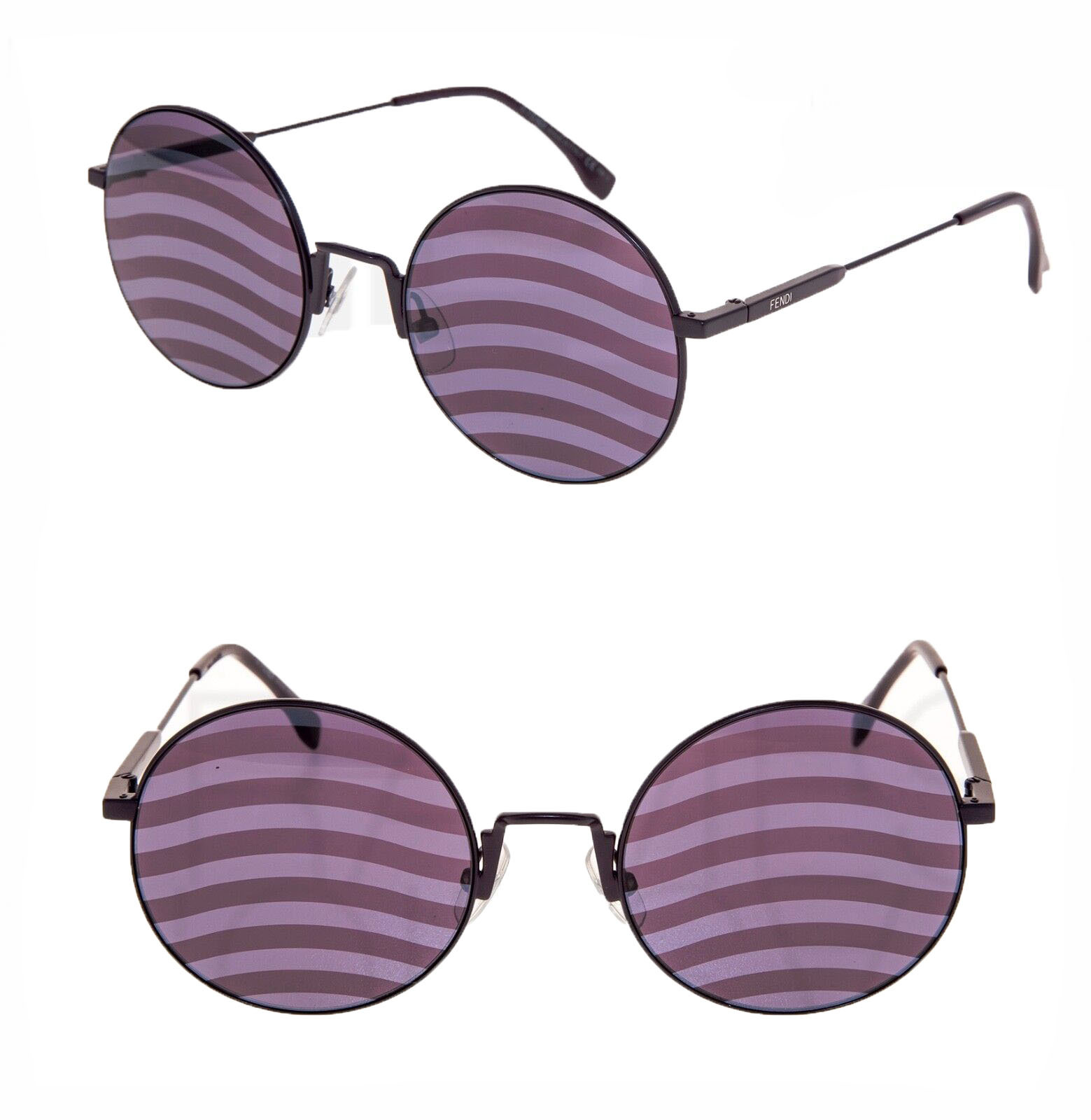 FENDI 0248 Waves FF0248S Violet Stripe Flash Mirrored Sunglasses Round R... - $197.01