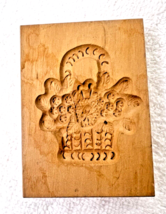 Hand Carved Cookie Butter Press Basket of Flowers 3 x 2 1/4 x 1/2 Primit... - $264.63 MXN