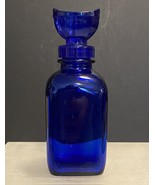 WYETH Cobalt Apothecary Glass Bottle with a Screw On Eye Washer - 1930's - $38.00