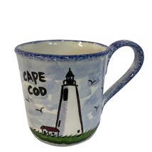 NOLA WATKINS Cape Cod Lighthouse Ceramic Mug 12oz Nautical Sea Gulls Beach - $28.88