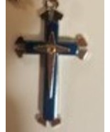 Christian Cross Necklace - Blue - £11.77 GBP