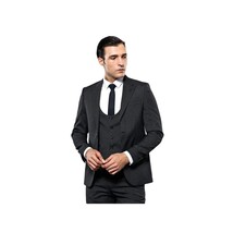 Men 3pc European Vested Suit WESSI J.VALINTIN Extra Slim Fit JV27 Black Stripe image 8