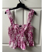 Aqua Strappy Cropped Top Womens Size XL Pink White Peplum Top - £13.14 GBP