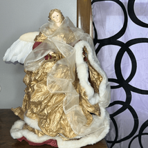 Grandeur Noel Paper Mache Angel 16&quot; Gold Burgundy White WB - £27.98 GBP