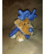 Dandee Dog Plush 7&quot; Christmas Blue Glitter Antlers Scarf Puppy Stuffed A... - $15.83