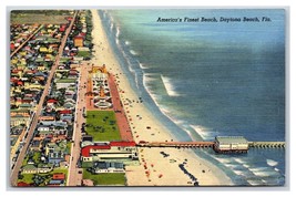 Birds Eye View Americas Finest Beach Daytona Florida FLUnused Linen Postcard W18 - £3.09 GBP