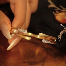 18k Gold Plated Fashion Double Layers Waterdrop CZ Open Cuff Bracelet Bangle - £112.66 GBP