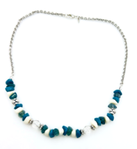 Vintage Avon SAQ Green White Nugget Bead Necklace - $15.84
