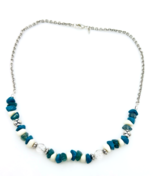 Vintage Avon SAQ Green White Nugget Bead Necklace - $15.84