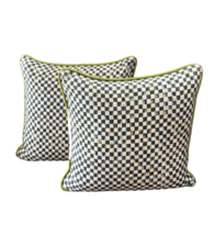 MacKenzie-Childs Set of 2 Courtly Check 16&quot; X 16&quot; Square Pillows - £178.05 GBP