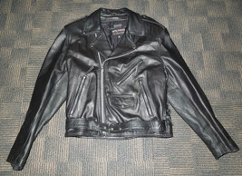 Very Nice Wilsons Leather Jacket Medium Biker Bomber Zip Thinsulate Belt Black - £66.16 GBP