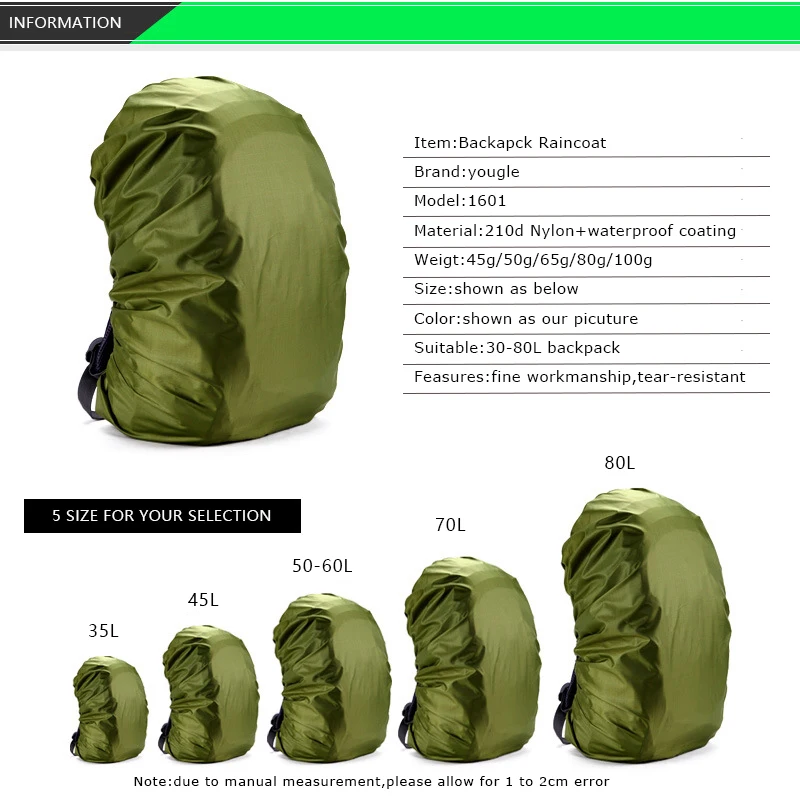 Sporting 35-45L Backpack Rain Cover Outdoor Hiking Climbing Bag Cover Waterproof - £23.87 GBP