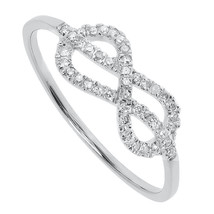 14k White Gold Plated Ladies Pave 1/6ct Moissanite Infinity Knot Promise Ring - £109.11 GBP
