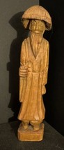 Vintage Hand Carved Wood Chinese Wise Old Man Statue Figurines - £13.73 GBP