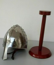 Médiévale Norman Nasal Viking Casque Knight Armor Warrior Avec / Socle en Bois - £46.98 GBP