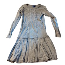 Naartjie Kids Gray Lace-Detail Long-Sleeve Dress XXL 8 Years Cotton Blend - $21.12