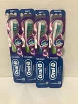 4 Oral B Toothbrush Dual Action Vivid Whitening Mixed Colors 3 Soft 1 Medium - $8.59