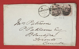 ZAYIX - 1877 Great Britain Sc# 67 Plate 6 pair - London to Toronto cover CV$165+ - £27.67 GBP
