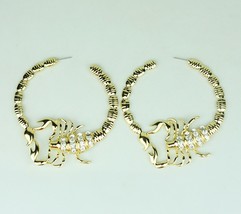 New Gold Color  Rhinestone Big Scorpion Earrings Rock Punk Big Circle Earrings f - £14.42 GBP