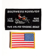 Brothers Forever Motorcycle USA Flag Embroidered Bikers Patch Lot (Qty 2... - £9.94 GBP