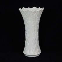 Lenox China Woodland Small Vase 6-1/4&quot; Cream Sculpted Leaf USA Decor Vin... - $14.52