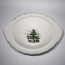 VTG Nikko Happy Holidays 11&quot; Vegetable Serving Bowl Christmas Tree Disco... - $26.95