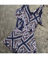 Maurices Women&#39;s Size S Blue White Paisley Cold Shoulder Romper Jumpsuit - €19,73 EUR