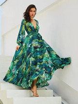 Women&#39;s Elegant Boho Maxi Dress Green Size 3XL New - £79.92 GBP